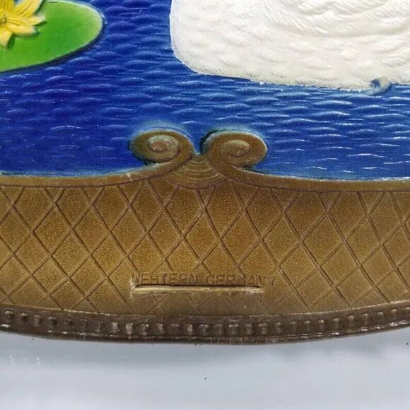 Swan Pond Vintage Wall Art Western Germany Die Cut 1950s Gift Calendar Topper - Picture 5 of 9